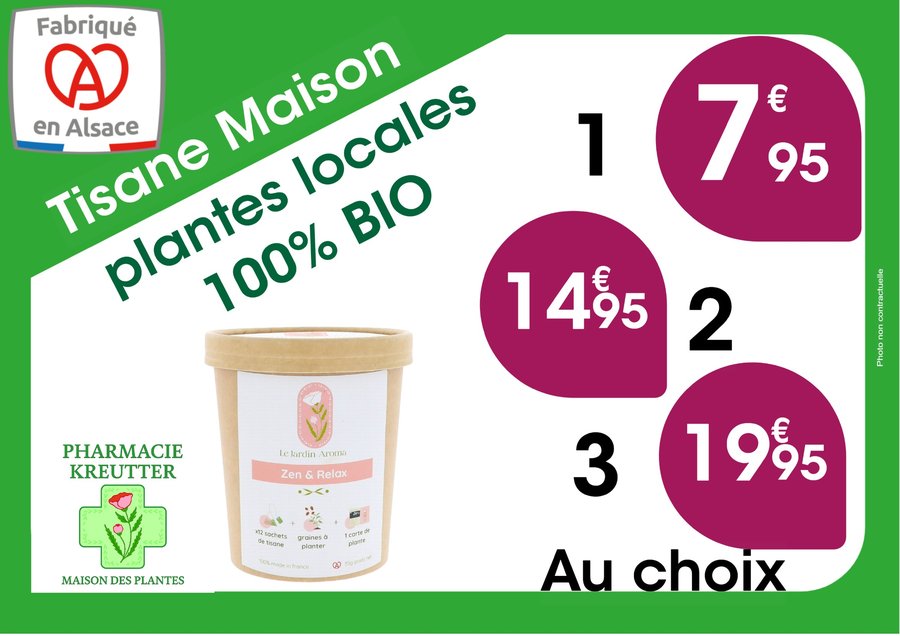 Offre Tisane Maison Zen et Relax, plantes locales 100% bio